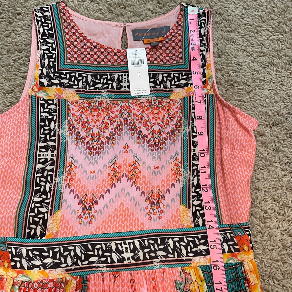 Anthropologie Bhanuni By Jyoti Maxi Dress Dreamy Pink & Green NWT Women’s Size 4 - Picture 12 of 15